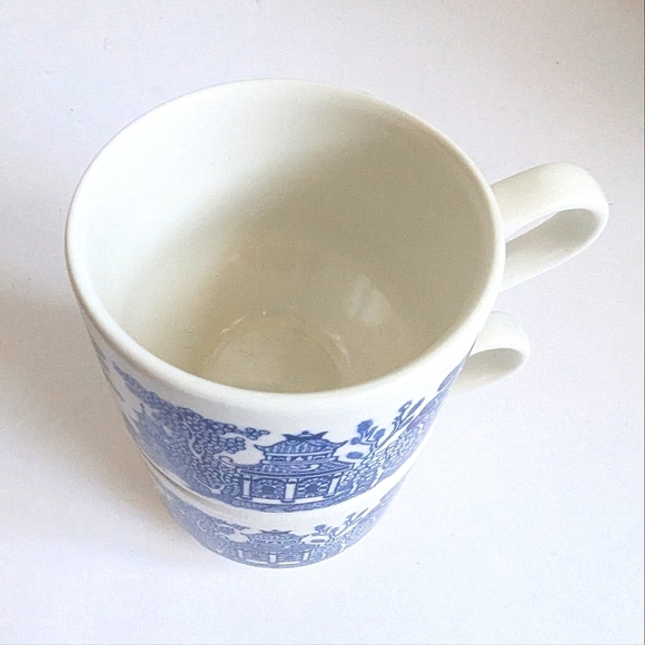 Churchill Chinoserie Blue Transfer Tea Cups 70's Coffee Cups 💙 Pair 2 - Picture 4 of 10